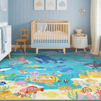 Blue Ocean Themed Rug for Kids Room – 5x8 Underwater Play Mat - Image 2