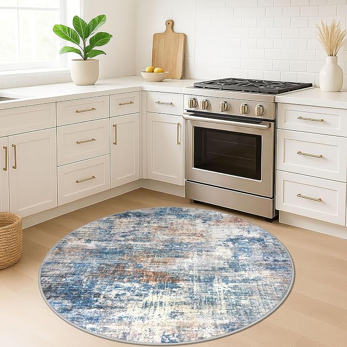 IOHOUZE Round Area Rug 5 Ft Circle Entryway Rugs Round Washable Door Mat Indoor - Image 3