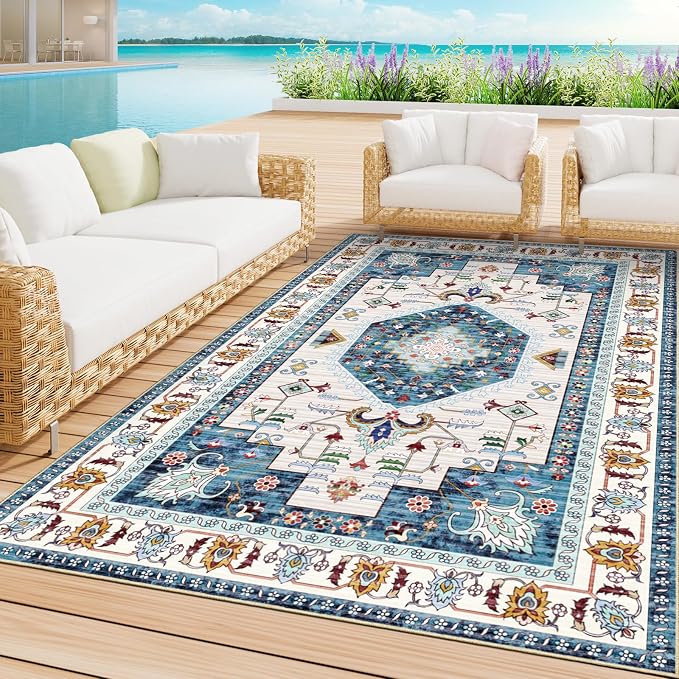 LuxStep Indoor-Outdoor Area Rug 5x7 Ft Washable Outside Rug Outdoor Carpet by LuxStep