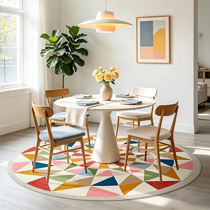 Terrug Multicolored Geometric Round Rug 4ft - Image 3
