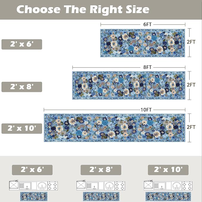 Rug for Hallways Kitchen Rug 2x6, Non Slip Washable Rugs - Image 2