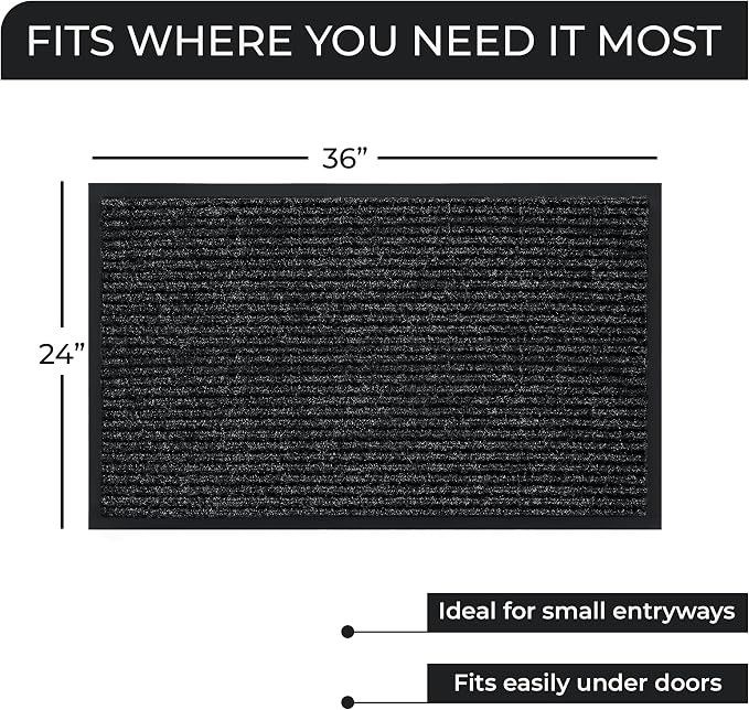 Heavy Duty Entry Mat 2' x 3', Low Profile Door Rug - Image 2