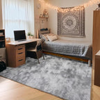 ONASAR Area Rugs for Bedroom Living Room, 4x6 Tie-Dyed Light Grey Fluffy Shaggy - Image 5
