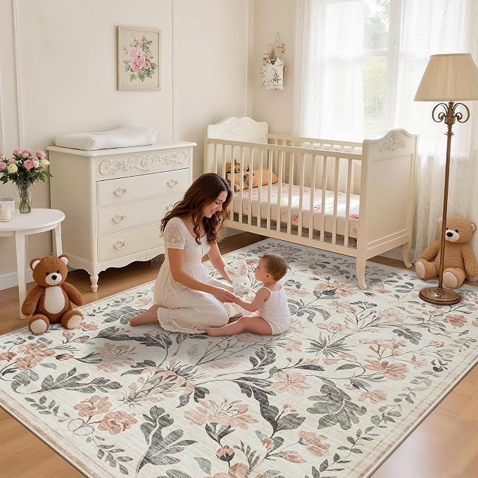 5x7 Area Rugs Washable Rug: Boho Living Room Rug Soft Non-Slip Low Pile Carpet - Image 3
