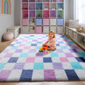 KICMOR Purple Rainbow Checkered Rugs by KICMOR