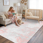 Latte&Fog Pink Area Rugs, Modern Abstract 5x7 Washable Rugs - Image 5