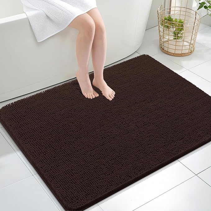 OLANLY Large Bathroom Rugs 40x32, Extra Soft Absorbent Chenille Bath Rugs by OLANLY