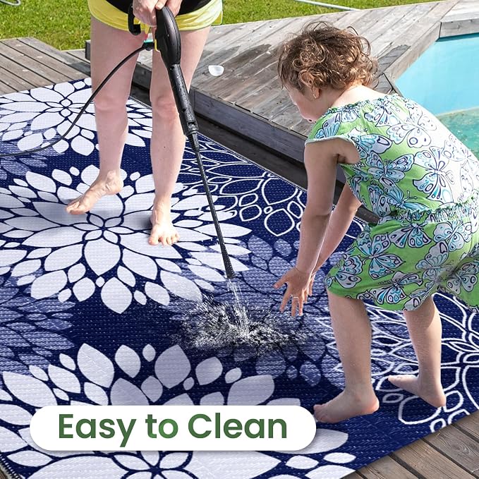 LuxStep Outdoor Rug Waterproof Outdoor Plastic Straw Rug Reversible Patio Rug - Image 5