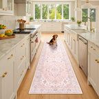 RELEANY Area Rugs Runner 2'6"x8' Washable Non-Slip, Floral Vintage Distress by RELEANY