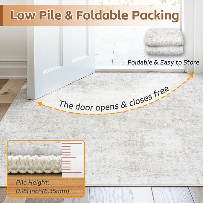 Area Rug 8x10 Living Room Rug Washable: No-Slip Abstract Soft Thin Large Light - Image 8