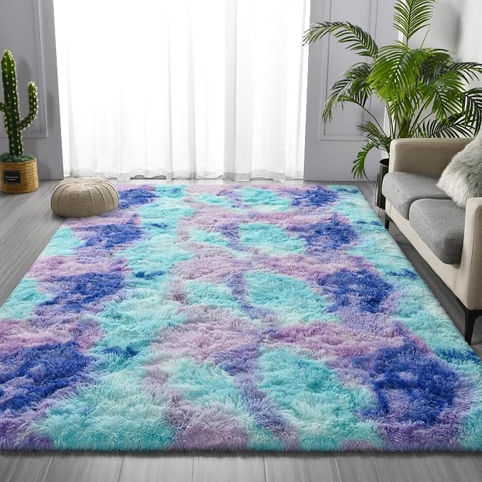 Deerhoo Shag Area Rug, 4 X 6 Tie-Dyed Plush Fuzzy Rugs - Image 2