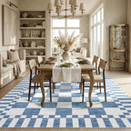 GarveeHome 8×10 Area Rugs for Living Room, Dark Blue Checkered Rug，Modern - Image 4