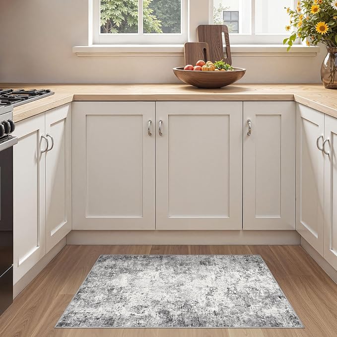 UERMEI 2x3 Entryway Area Rug: Washable Neutral Modern Abstract Small Rug - Image 3