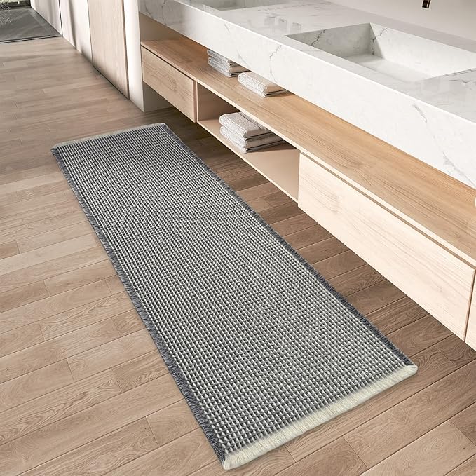 Upgraded Waffle Runner Rug Super Absorbent Non Slip Bath Mats by AMOAMI