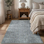 Latte&Fog 4x6 Rug for Living Room, Vintage Blue Washable Area Rug, Boho Floral - Image 2