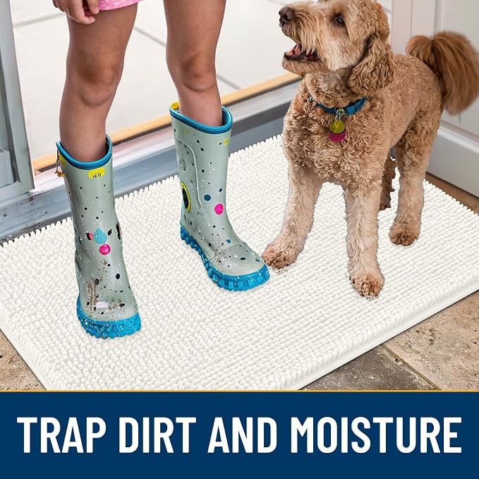 Smiry Dog Door Mat for Muddy Paws 36x24, Absorbent Dirt Trapper, Non-Slip - Image 3