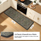 Collive Kitchen Mats for Floor, Cushioned Anti Fatigue Mat Black Floral Rugs - Image 2