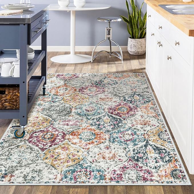 Lahome Moroccan Trellis Washable Small Area Rug, 3x5 Black Rug - Image 4