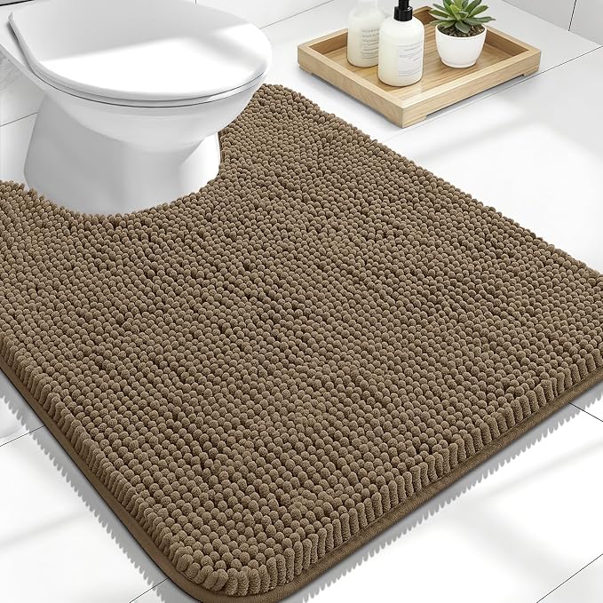 OLANLY Toilet Rugs U-Shaped 24x20, Extra Soft Absorbent Chenille Contour by OLANLY