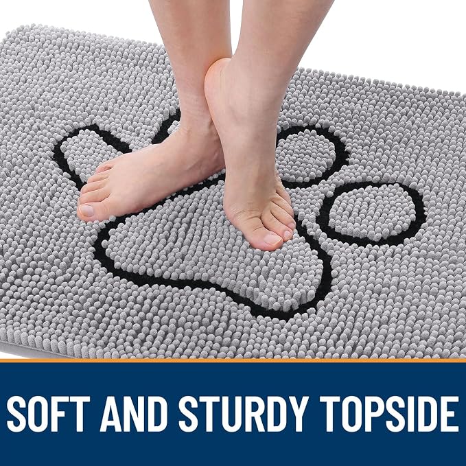 OLANLY Dog Door Mat for Muddy Paws 30x20, Paw Print Design, Absorbs Moisture - Image 4
