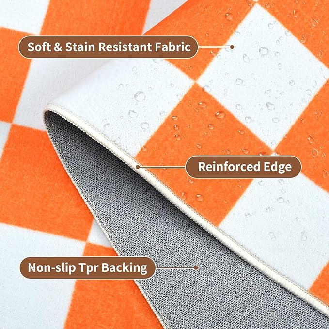 Terrug Orange and White Checkered Rug - Image 5