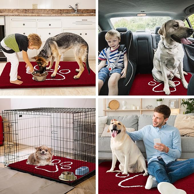 Smiry Dog Door Mat for Muddy Paws, Absorbent Dirt Trapper Non Slip Quick Dry - Image 4
