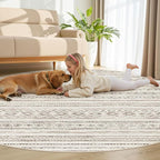 cotiled 8x8 Round Area Rugs Living Room Rug: Washable Boho Rugs - Image 7