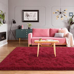 BENRON Fluffy Rugs for Living Room 5x8 Wine Red, Washable Large Area Rugs for - Image 2