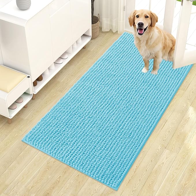 OLANLY Dog Door Mat for Muddy Paws 44x24, Ultra Absorbent Chenille Mud Doormat by OLANLY