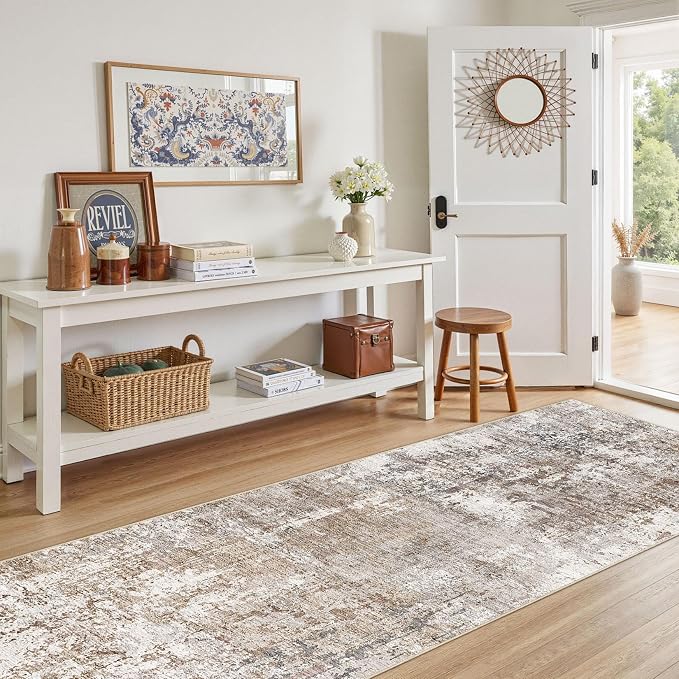 UERMEI 3x8 Washable Runner Rug for Hallway, Non Slip Low Pile Kitchen Carpet - Image 3