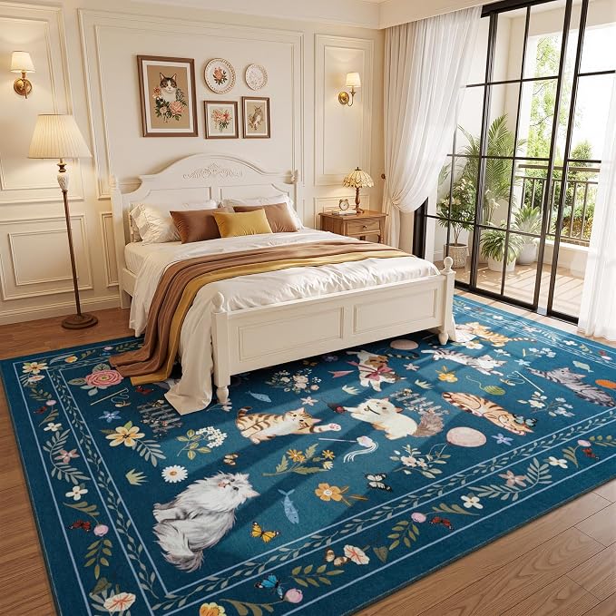 Unirea 9x12 Dark Blue Cat Area Rug - Image 3