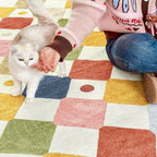 jinchan Macy 4ft Round Rug for Kids Room Modern Colorful Checkered Diamond - Image 5