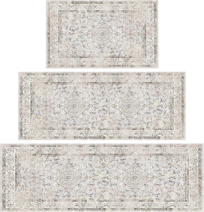 Sofort Boho Kitchen Rugs Set of 3, Non Slip Washable Kitchen Mats - Image 7