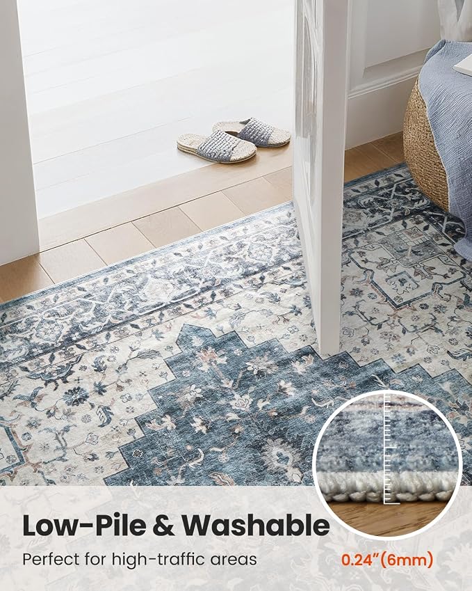 AMADA HOMEFURNISHING Round 6ft Area Rugs, Low-Profile Washable Rug - Image 8