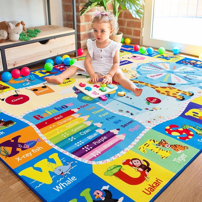 Kids Rugs for Playroom Bedroom Classroom Nursery, Non-Slip and Washable Rugs - Image 5