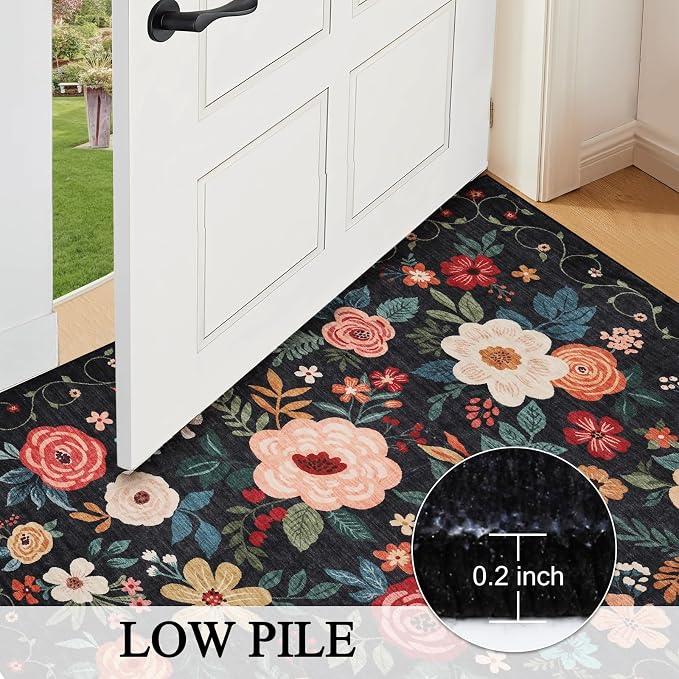 DUKINO Runner Rug for Hallway, 2.6x10 Washable Floral Long Kitchen Rug - Image 8