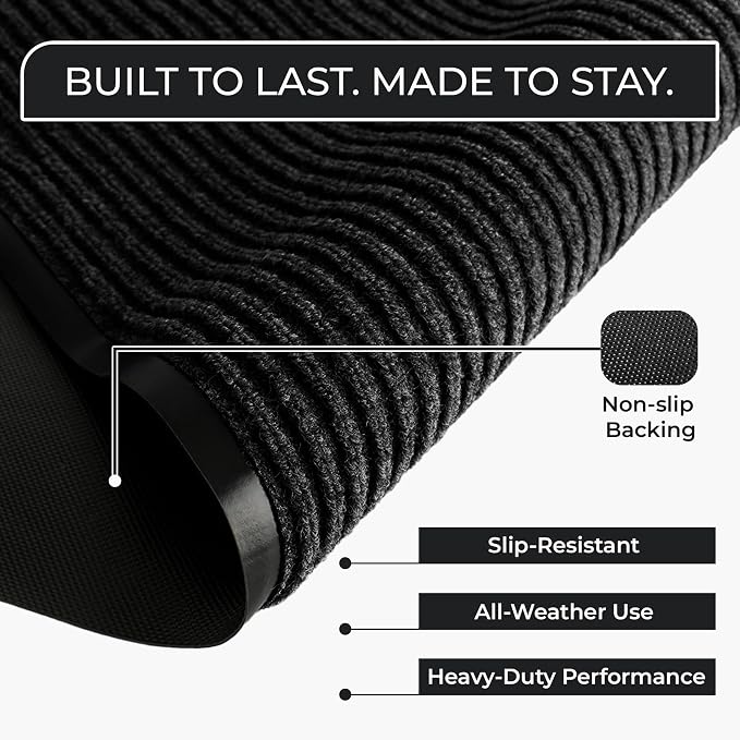 4 Pack Black Commercial Door Mat 3'x6' Heavy Duty Industrial Floor Mat - Image 2