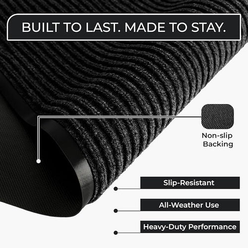 2 Pack Black Commercial Door Mat 3'x5' Heavy Duty Industrial Floor Mat - Image 2