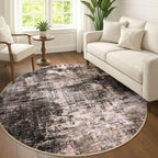 IOHOUZE Abstract Round Area Rug 6 Ft Washable Circle Rugs Large Round Rug Non by iOhouze