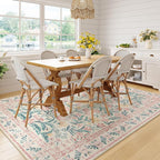 Wonnitar Washable Area Rug 6x9, Boho Non Slip Non-Shedding Pastel Nursery Carpet - Image 8