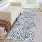 KUTA Moroccan Washable Runner Rug, 2x6 Non-Slip Vintage Blue White Boho Hallway by KUTA
