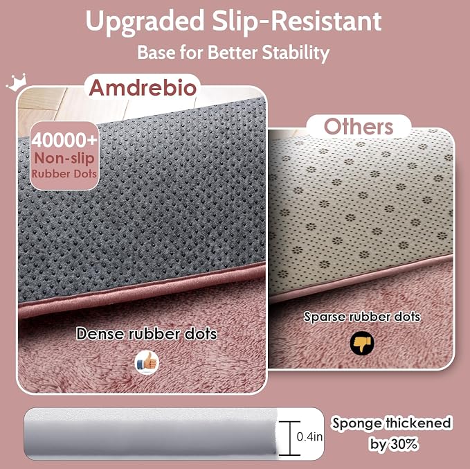 Amdrebio Blush Pink Area Rugs for Girls Bedroom, Furry Fluffy Cute Small Rug - Image 5