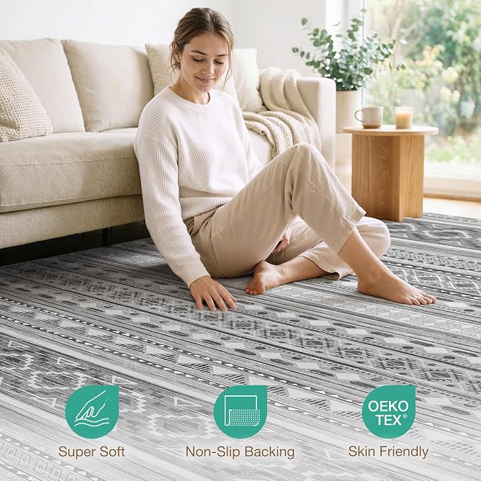 cotiled 6x9 Area Rugs Living Room Rug: Washable Boho Rugs - Image 4