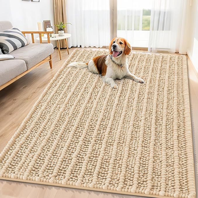 Smiry Dog Door Mat for Muddy Paws 71x46, Absorbent Dirt Trapper, Non-Slip by Smiry
