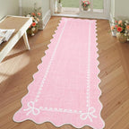 GarveeHome Scalloped Bow Rug for Living Room, Solid Pink Rug for Dorm, Washable by GarveeHome