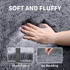 KICHOWUA 4x6 Grey Fluffy Shag Rug - Image 3