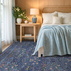 Hazo Haus Dark Blue Living Room Rug 8x10, Vintage Floral Washable Area Rugs - Image 3