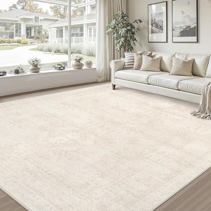 10x14 Area Rugs for Living Room: Vintage Boho Neutral Washable Rug Indoor Soft - Image 9