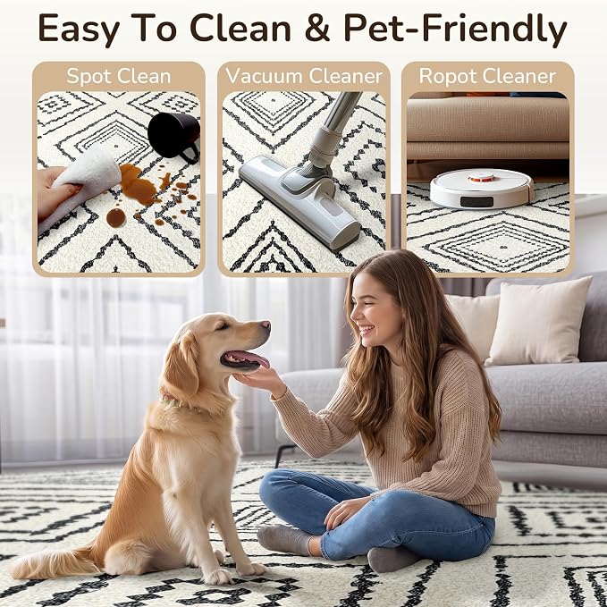 BESTSWEETIE Area Rug 9x12 Rug Machine Washable Non-Slip Low Pile Print Pattern - Image 3