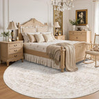 Round Area Rug for Living Room: 6ft Washable Vintage Boho Soft Thin Circle Rug - Image 4